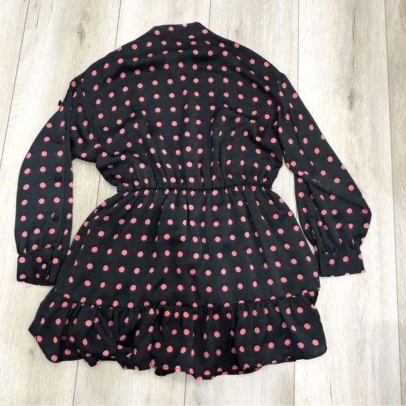 Zara basic polka dot silky button sleeve flounce/ ruffle dress ❤️ - Picture 7 of 9